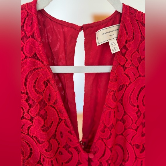 Anthropologie Moulinette Soeurs Jaeda Red Lace Wide-Leg Jumpsuit Size 6 - Picture 4 of 6